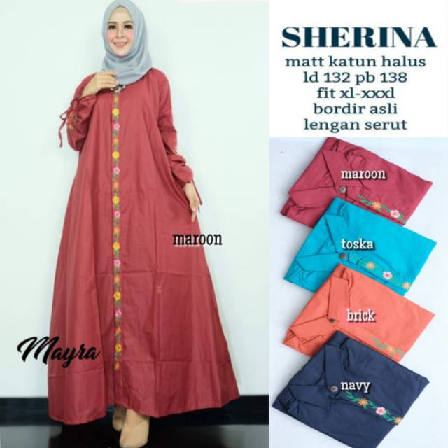 GAMIS // GAMIS JUMBO // SHERINA BY MAYRA // GAMIS BAHAN KATUN BORDIR