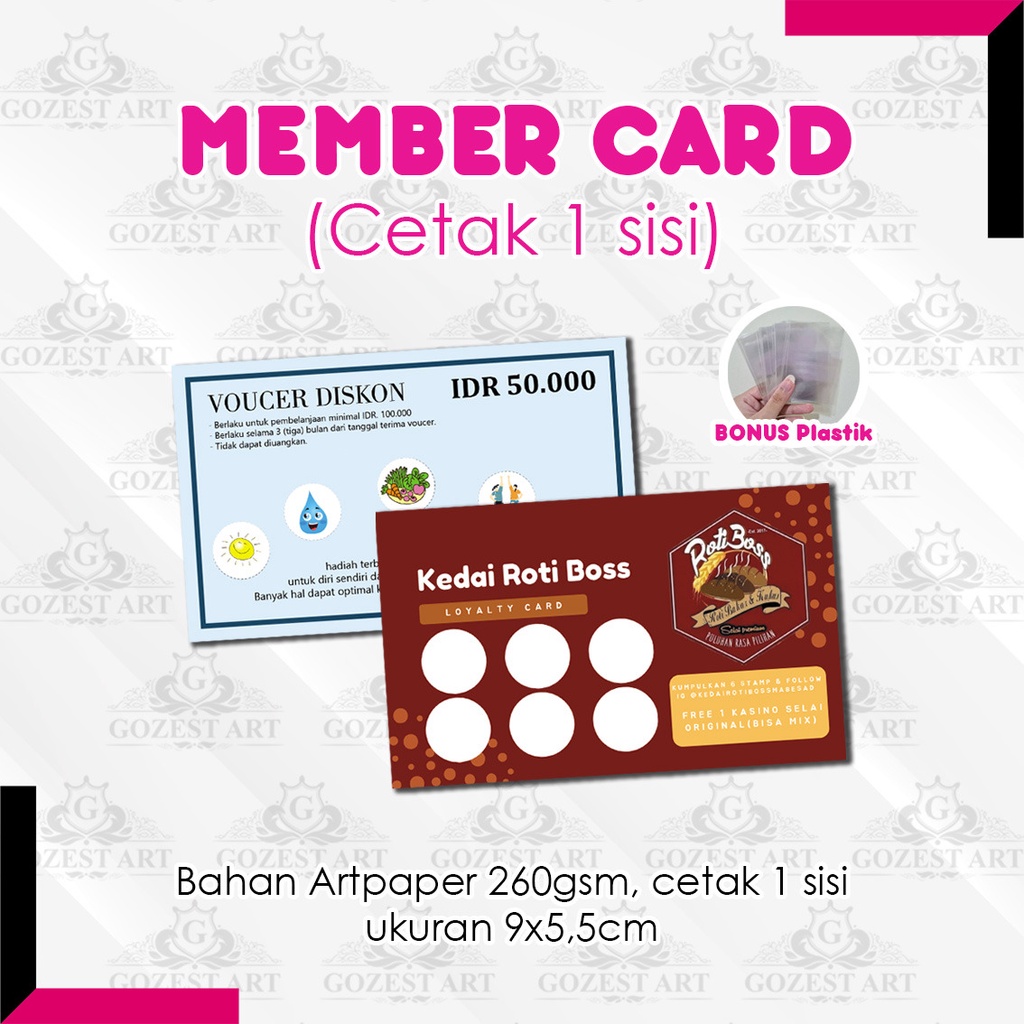 

Member Card Loyalty Card Kartu Langganan Voucher diskon custom cetak 1 sisi