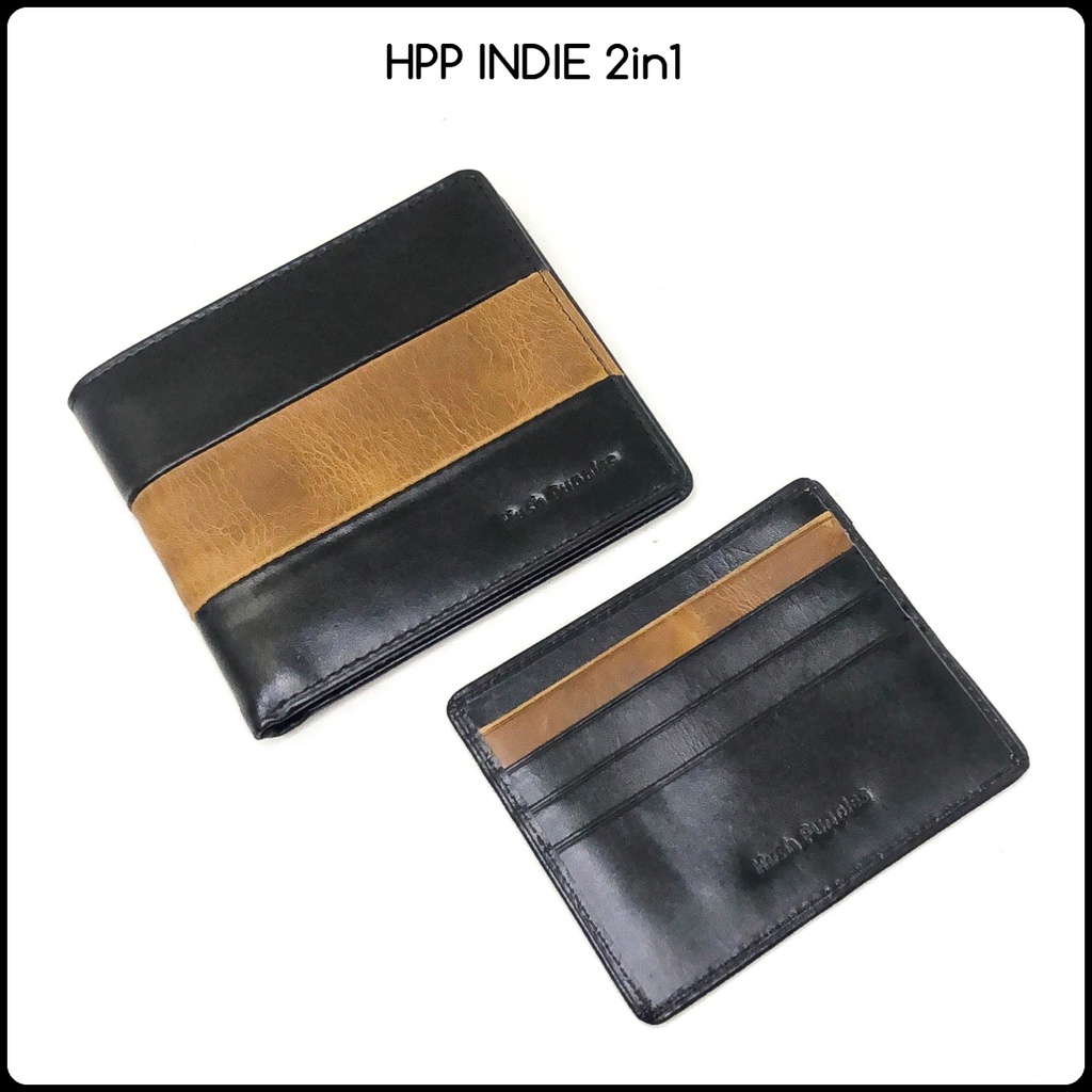 dompet kulit laki Hushpuppies Indie 2in1 premium quality bahan kulit dapat dompet mini card slim