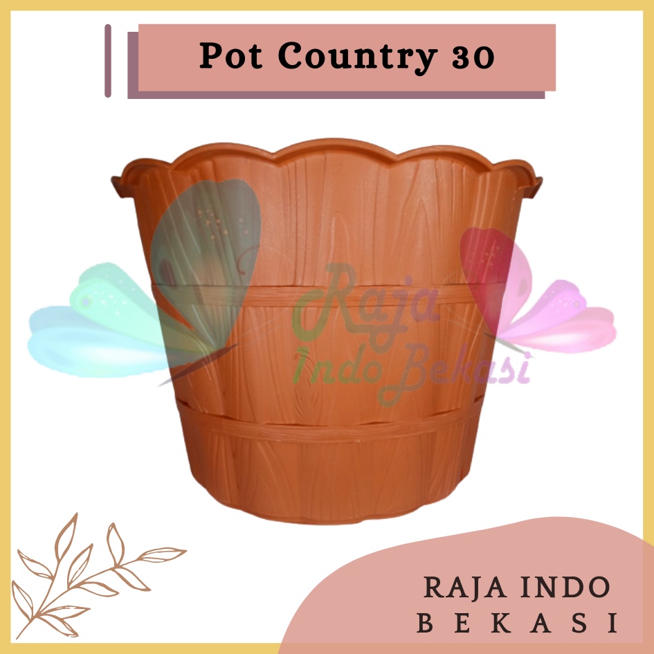 Pot Shallom Country 30 Merah Bata Coklat Terracotta Terakota Putih Pot Motif Gentong Kayu Tebal Cantik Pot Bunga Putih Besar Murah