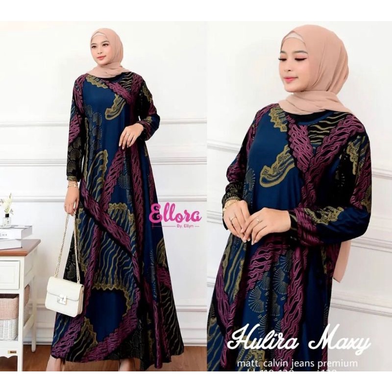 Hulira Maxy - Gamis Calvin Jeans Terbaru LD110+ Jumbo / Balqis Maxy / Avela Maxy / R.26 - 023-6173