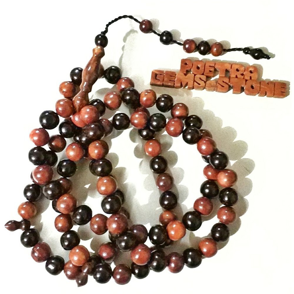 TASBIH KAYU ASLI KAOKAH KAUKAH KOKKA KAOKA KOKAH ASLI KOMBINASI 10MM BULAT 99BUTIR DIJAMIN ASLI