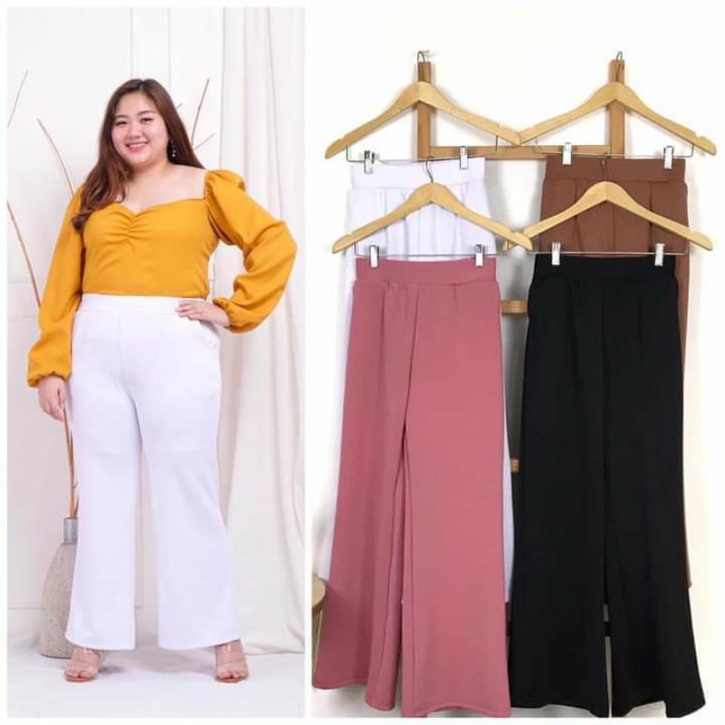 Muat BB 95 kg | Celana Kulot Highwaist JUMBO BIGSIZZ Wanita Scuba Premium