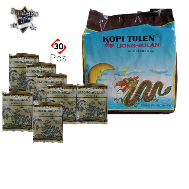 

Kopi Cap Liong Bulan Tanpa Gula 1 Pak isi 30 @8gr Liong Bulan