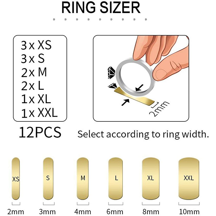 [12Pcs Pack Ring Size Adjuster for Loose Rings] [Invisible Clear Ring Sizer] [Clear Ring Sizer Resizer]