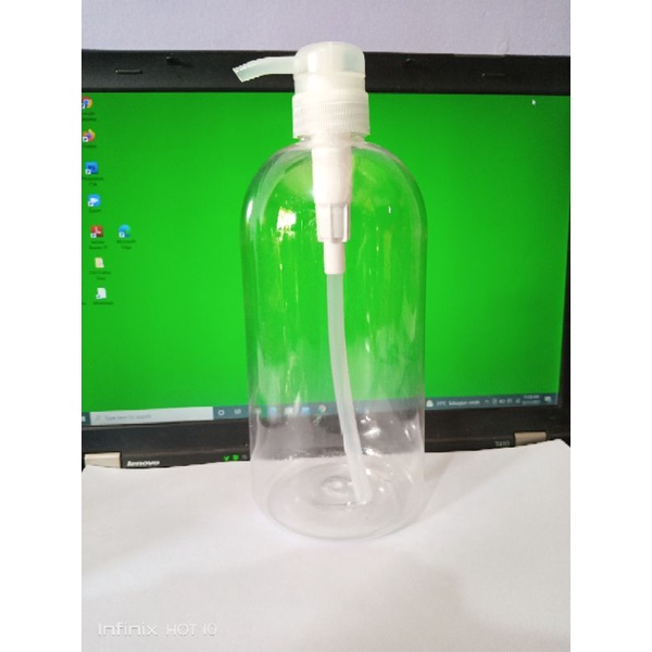 Botol pump 1000ml tutup putih dan natural atau botol bening