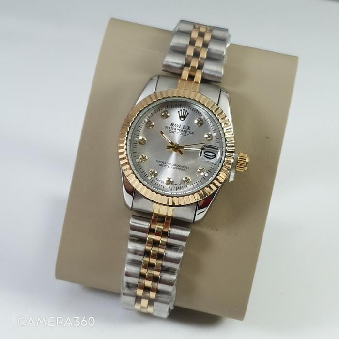 Terbaru Jam Tangan Cewek Rolex Murah Jam Tangan Wanita Elegan - Combi Silver Bergaransi