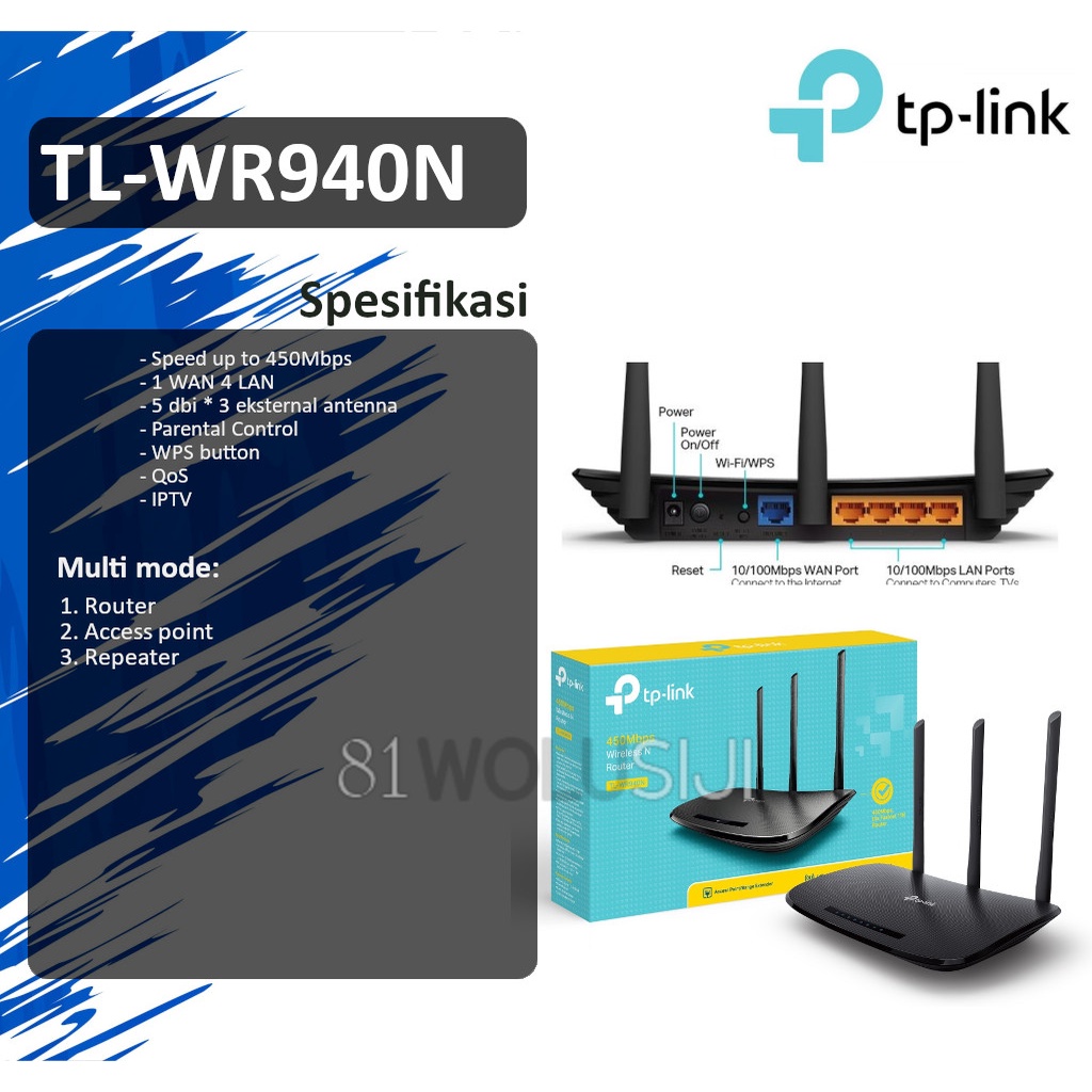 TP-Link TL-WR940N Wireless Router 450Mbps