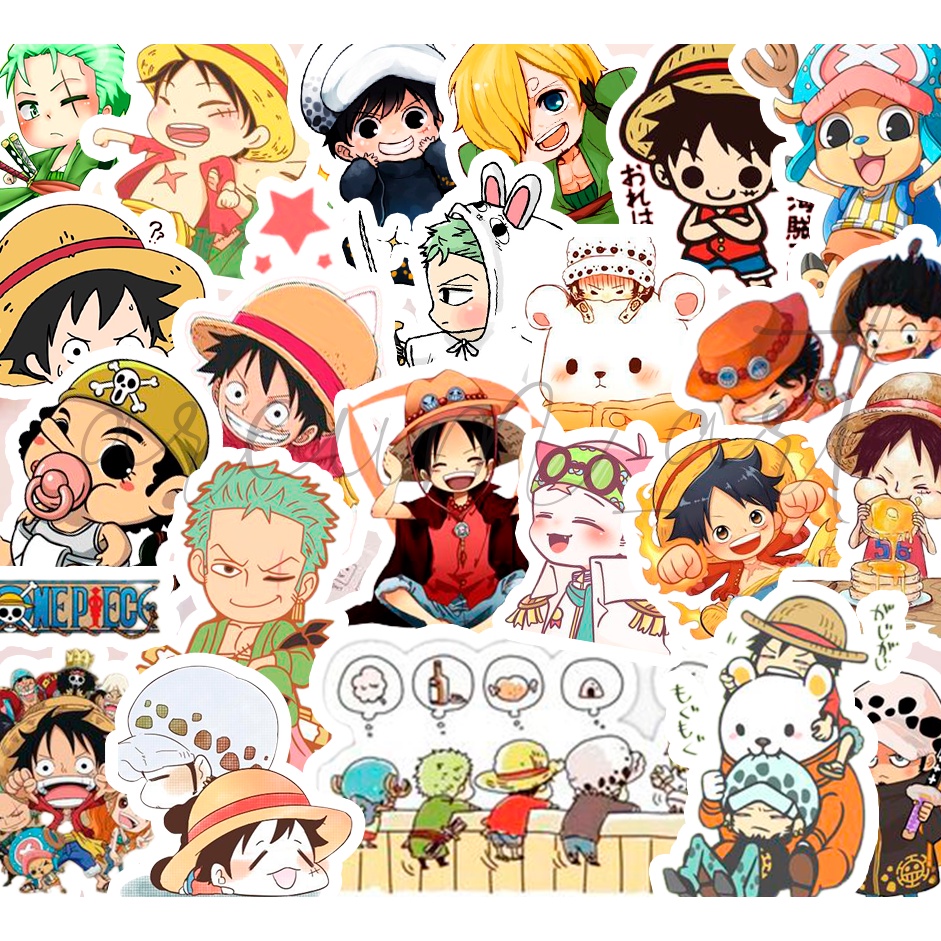 

50pcs STICKER ANIME ONE PIECE / stiker anime tahan air Untuk Scrapbook Skateboard Koper Laptop Kulkas