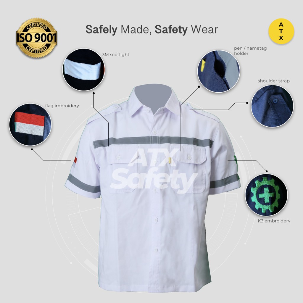 Wearpack Safety Baju Kerja Lapangan Lengan Pendek Merk ATX Putih