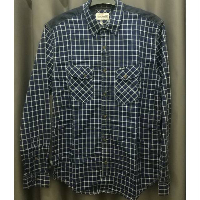 Wrangler kemeja square biru Original