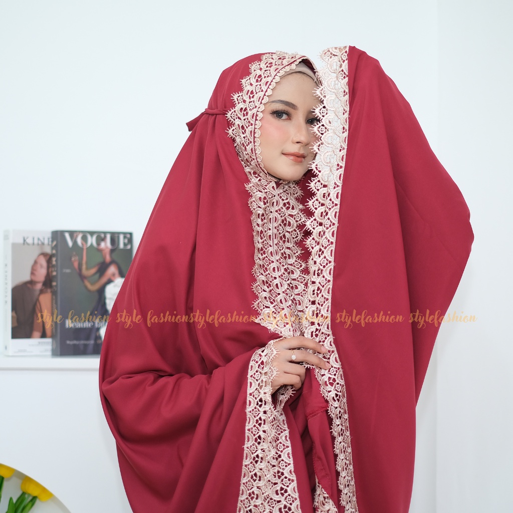 Mukena Dewasa 2in1 Katun Polos Renda Bordir Nadilla Series