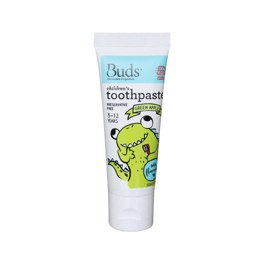 [PROMO] Buds Organics Children's Toothpaste With Fluoride Green Apple Pasta Gigi Anak 3-12 Tahun 50ml