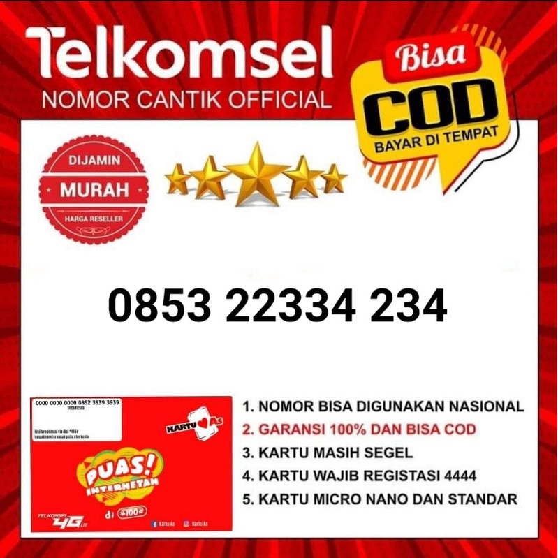 NOMOR CANTIK NOMER CANTIK KARTU PERDANA TELKOMSEL NO CANTIK KARTU AS