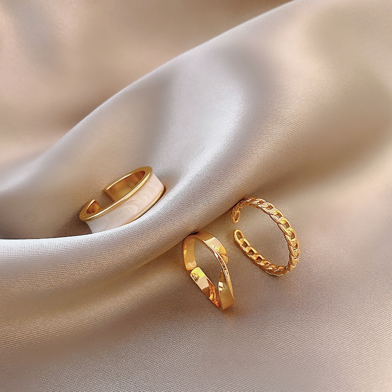 3pcs / Set Cincin Model Terbuka Adjustable Untuk Wanita