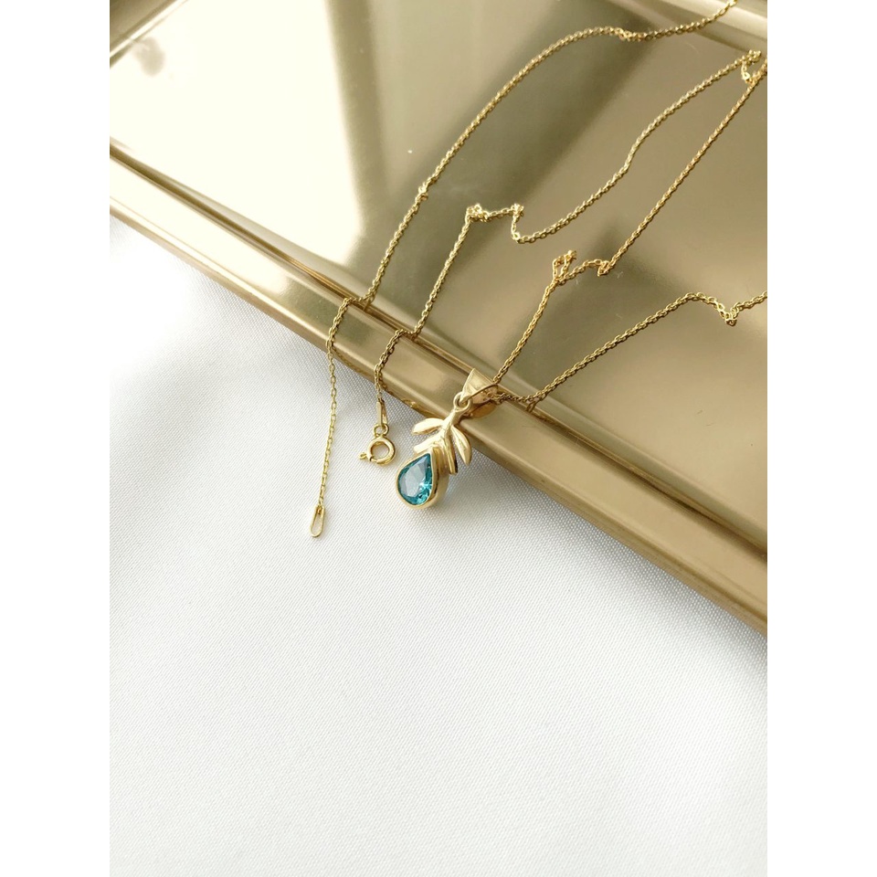 Aquamarine Stone Drop Necklace