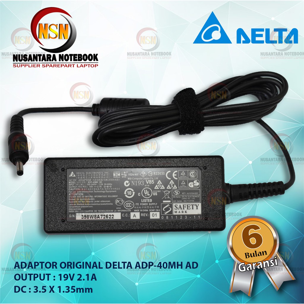 Adaptor Original Laptop Delta ADP-40MH AD 19V 2.1A DC 3.5 X 1.35mm