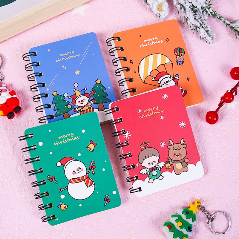 80 Lembar A7 Buku Notebook / Catatan Saku Mini Portable Motif Kartun Natal