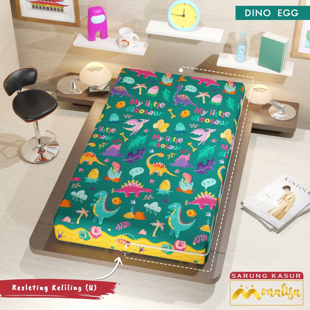Monalisa Premium Sarung kasur Uk 90/100/120 T 15/20 - Dino Egg