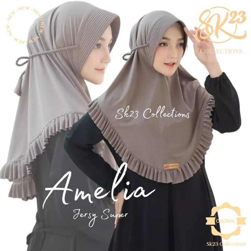 (Original Sk23) Hijab Instan Amelia by Sk23 Collections - Jersey Super