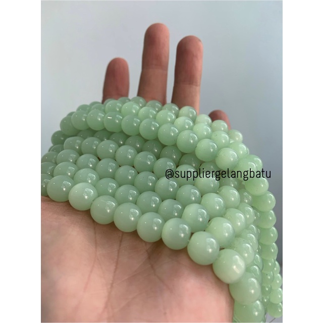 Bahan renceng kalung Gelang GREEN CAT EYE 10mm mata kucing hijau asli