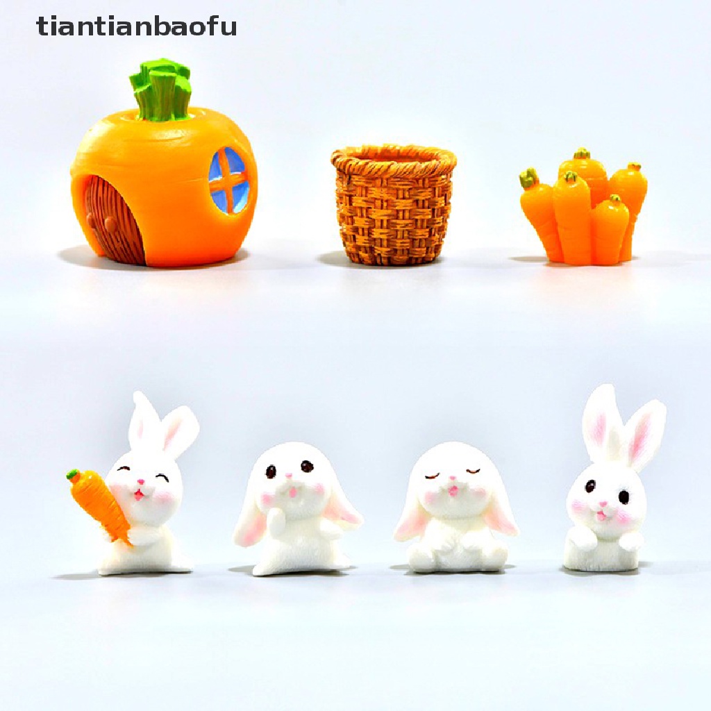 [tiantianbaofu] Mini Rabbit Easter Decor Hare Animal Figurine Resin Craft Bunny Garden Ornaments Boutique