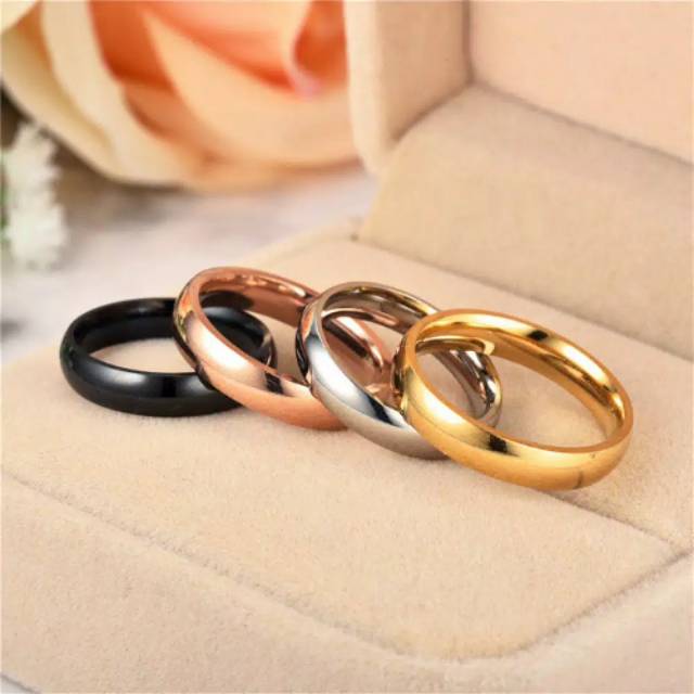 Cincin couple Titanium Stainless steel cembung kecil anti karat selamanya Fashion Ring pria wanita