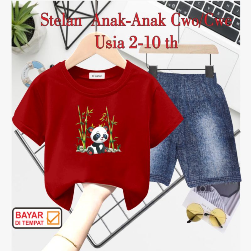 ((IB))SETELAN ANAK2 UNISEX SEMI JEANS/PANDA DIGITAL SABLON