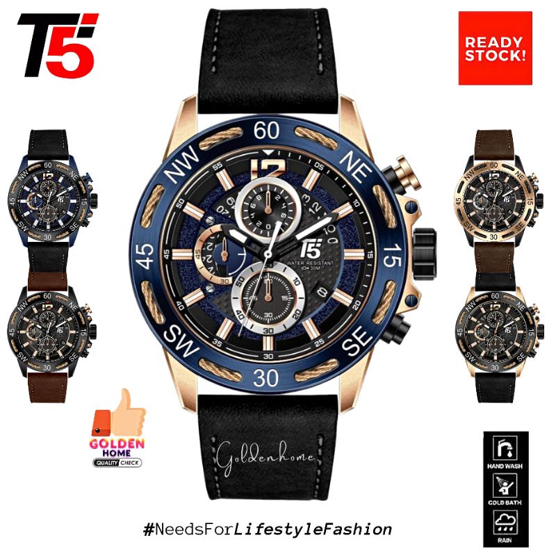 JAM PRIA T5 ORIGINAL 100% H3807 3807 H3807G CHRONOGRAPH FREE GIFT/HADIAH TAHAN AIR 3ATM BERGARANSI F