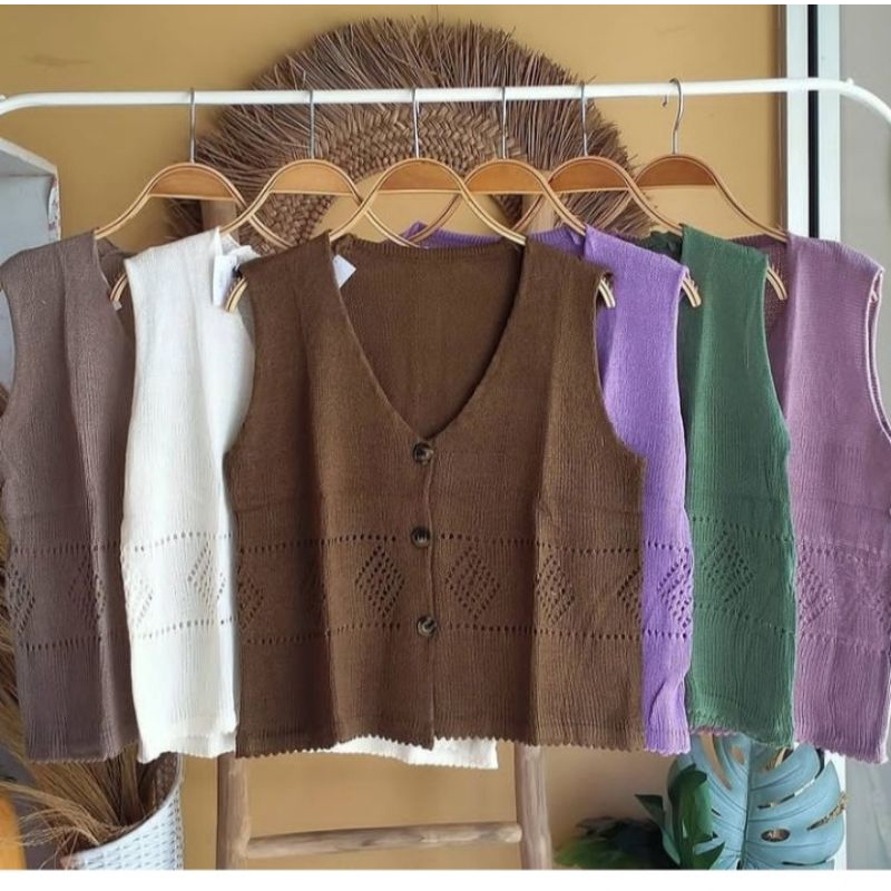 vest rajut kancing outer rajut rompi rajut
