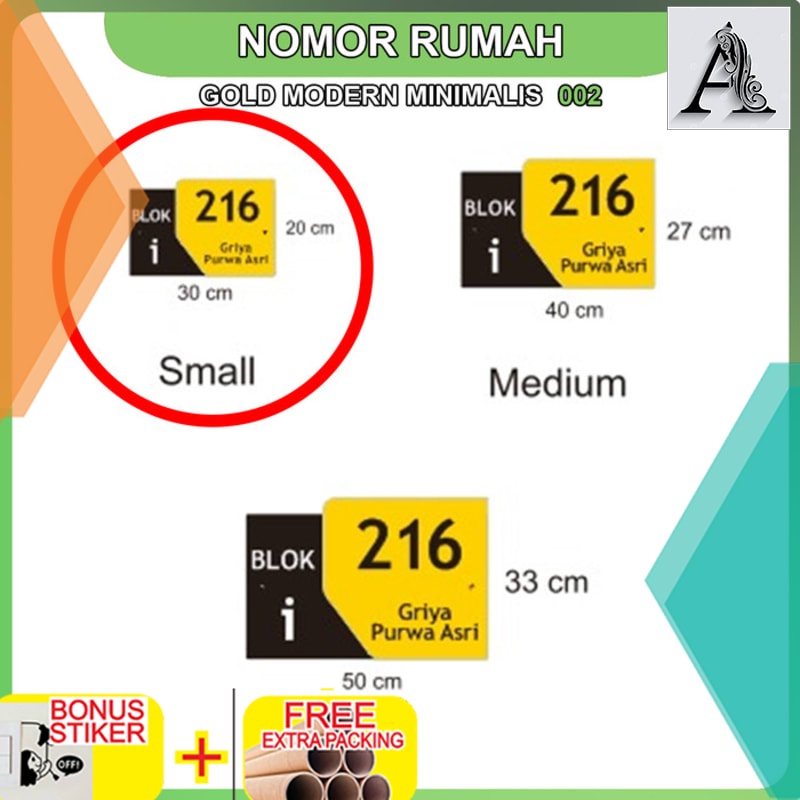 

Grosir Nomor Rumah Acrylic Modern GOLD Minimalis Model 002 - Small