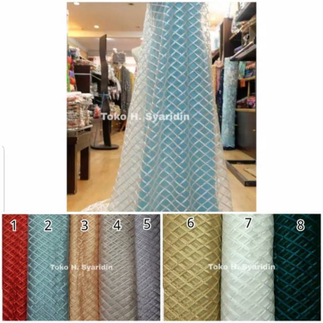 Bahan Brokat Tulle motif Kotak Metran