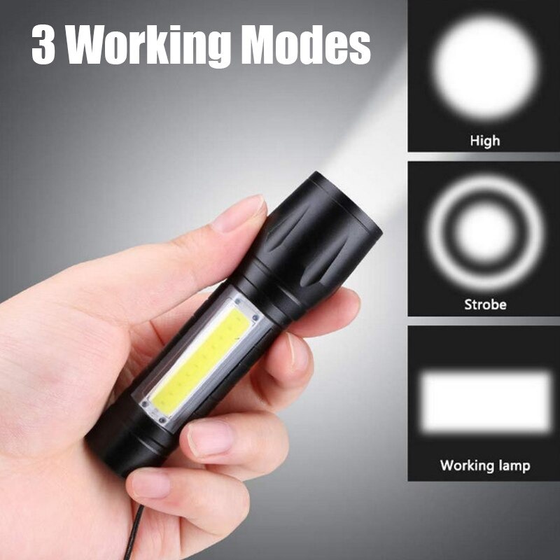 Senter LED Mini USB Senter Mini Led Usb Superterang Rechargeable Q5+COB 2300 Lumens