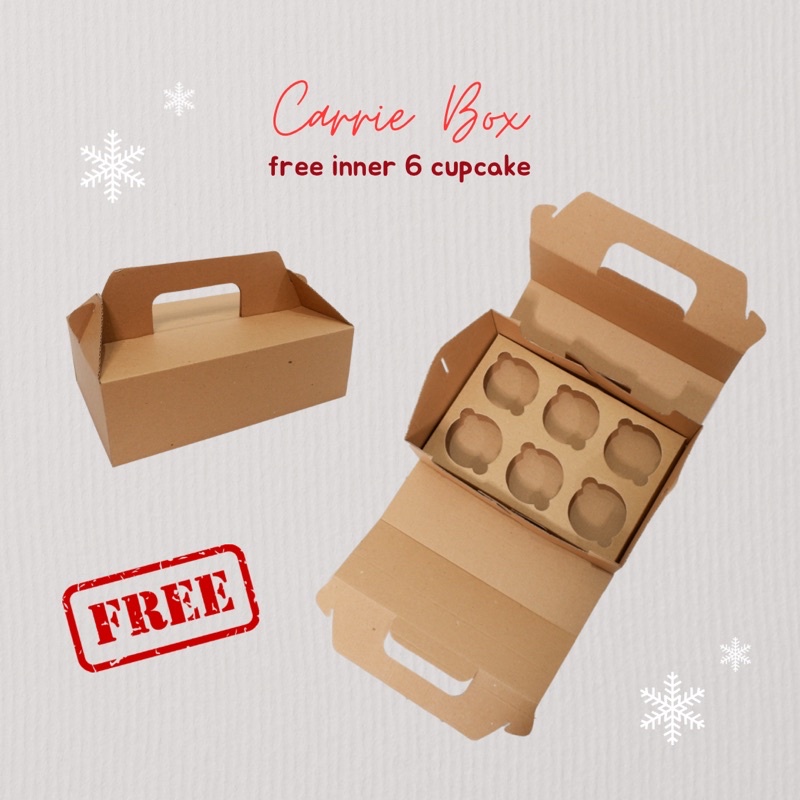 

carrie / carry box cupcake holder isi 6 - 25 x 17 x 8 cm + inner 6 cupcake
