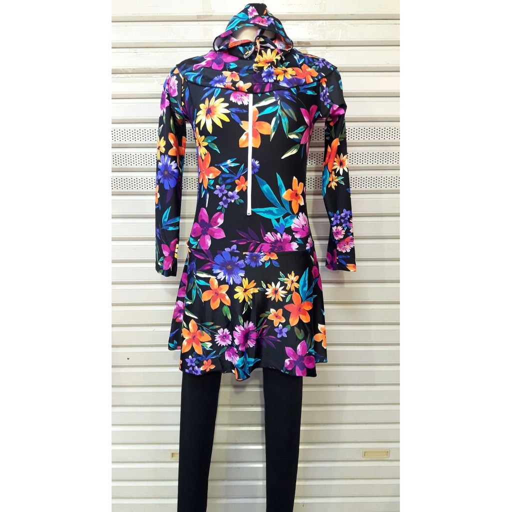 (Baju Renang Wanita) baju renang wanita muslim muslimah dewasa motif bunga w04
