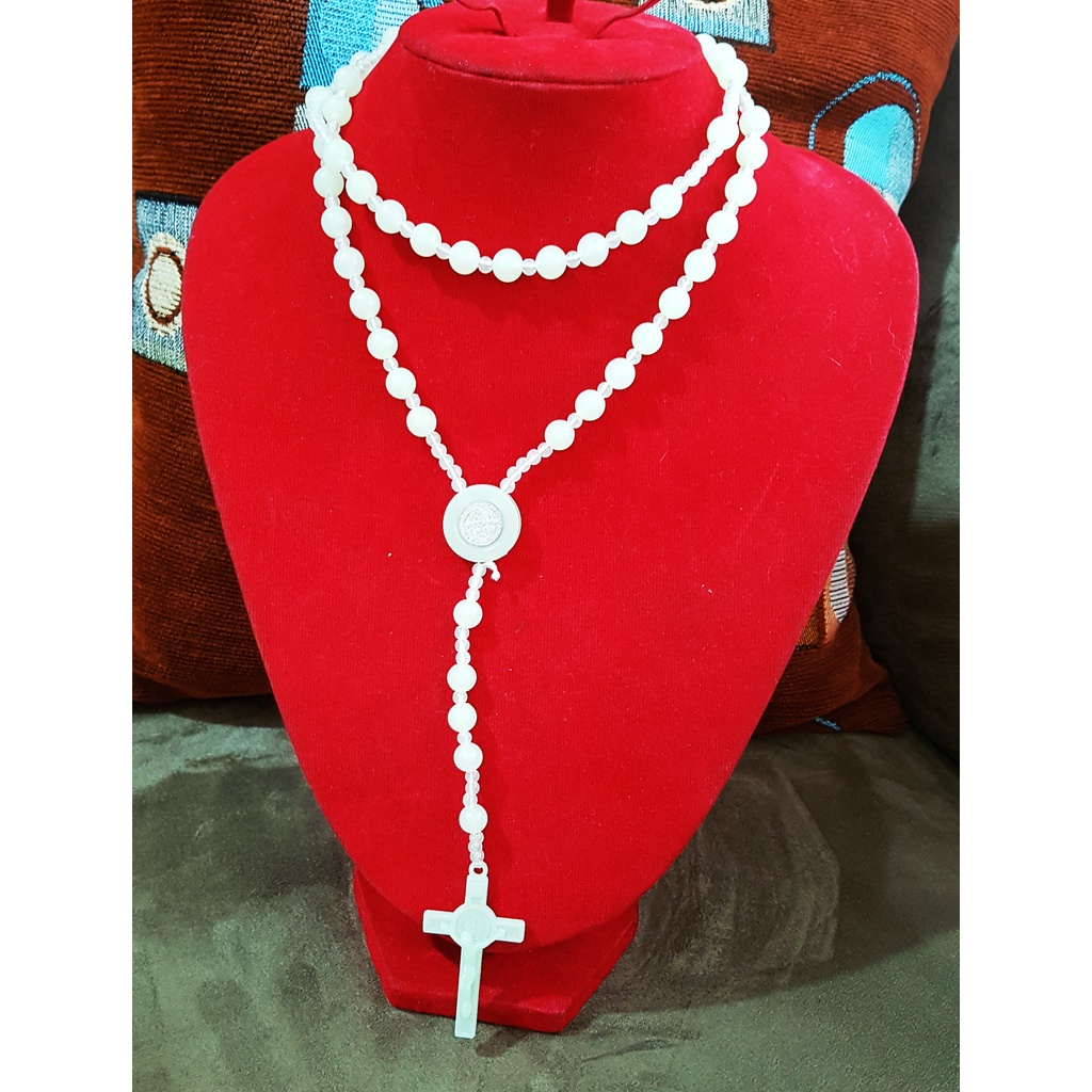 Kalung Rosario Posfor, besi putih asli ambon bercahaya di dalam gelap