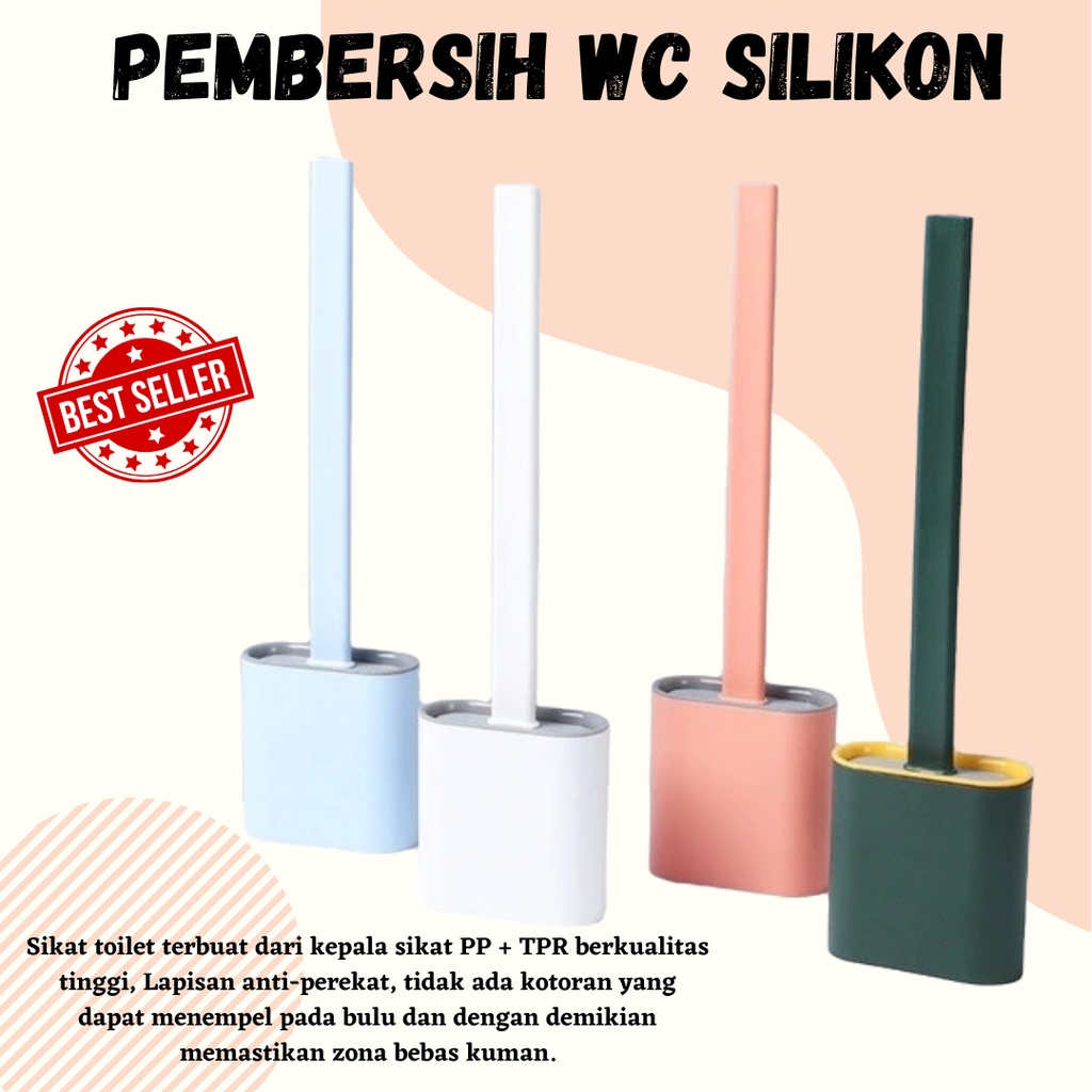 TERLARIS!!! Sikat Wc Silikon Wadah Silicon Fleksibel Silicone Toilet Pembersih Warna Random