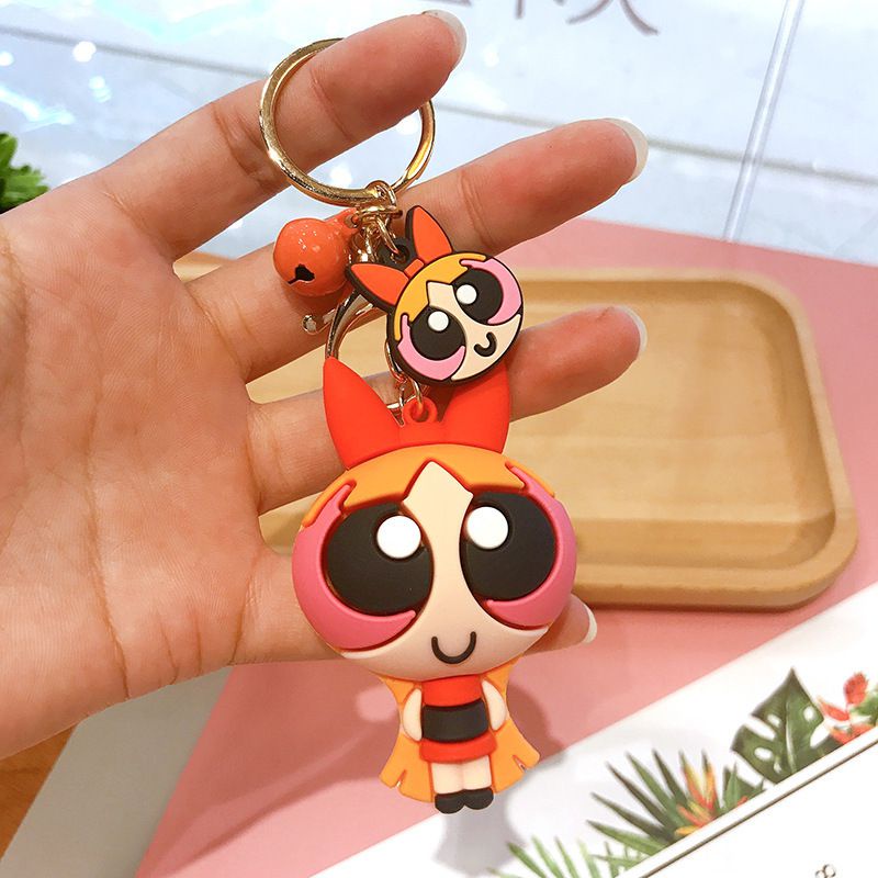 Classic Anime Cartoon Powerpuff Girls Butterfly Keychain Men's And Women's Popular Pendants Small Ornaments Exquisite Cute Gifts
