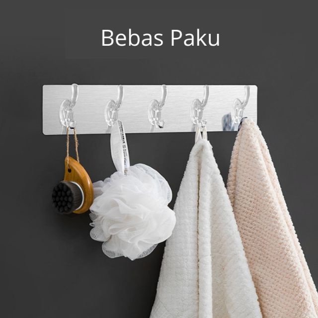 OKK Gantungan HOOK Tempel Transparan 6 Kait Hanger Dinding Kait Dapur Kaca Kamar Mandi Tembok