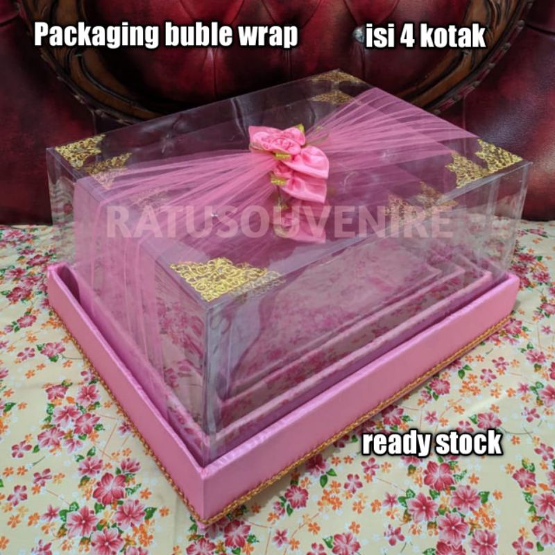 Box Kotak Seserahan 1 set Isi 4 Pernikahan Mika Tempat Jewelery Cincin Aksesoris alat Sholat pink