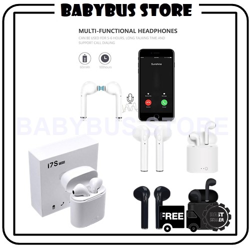 BBS EARPHONE BLUETOOTH i7S TWS WITH CHARGER CASE / HEADSET BLUETOOTH IMPORT / WIRELESS--