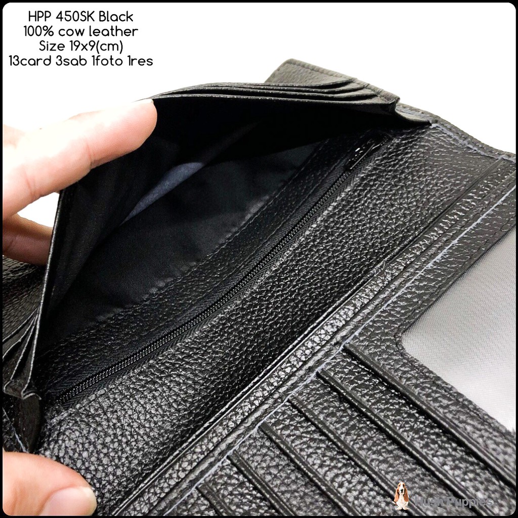 dompet pria hushpuppies 450sk black classic super premium quality bahan asli kulit sapi