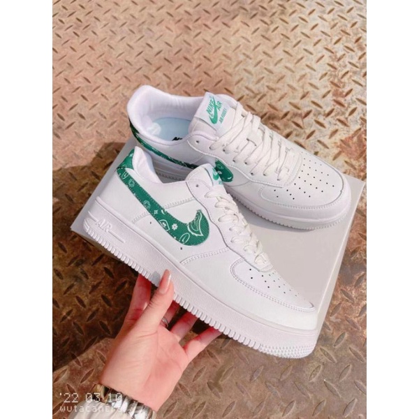 Sepatu • Air Force 1 Low Fullwhite Kualitas Premium-Paisley Green