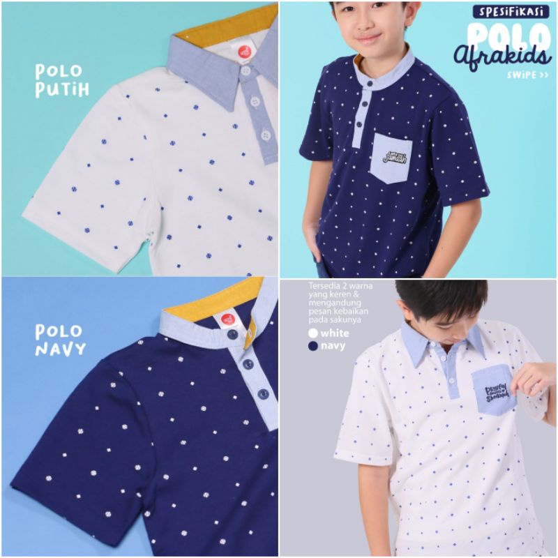 T-Shirt Polo AFRAKIDS untuk 2-12 th,  PL001 White, PL002 Navy,  Ada PROMO LAUNCHING nya.............