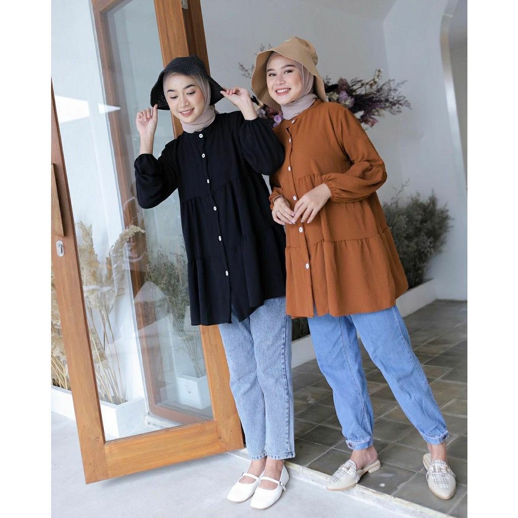 1KG MUAT 5PCS | CANDA TUNIK AIRFLOW CRINCLE PREMIUM HIGH QUALITY HITS OOTD SELEBGRAM FASHION GROSIR MURAH WANITA