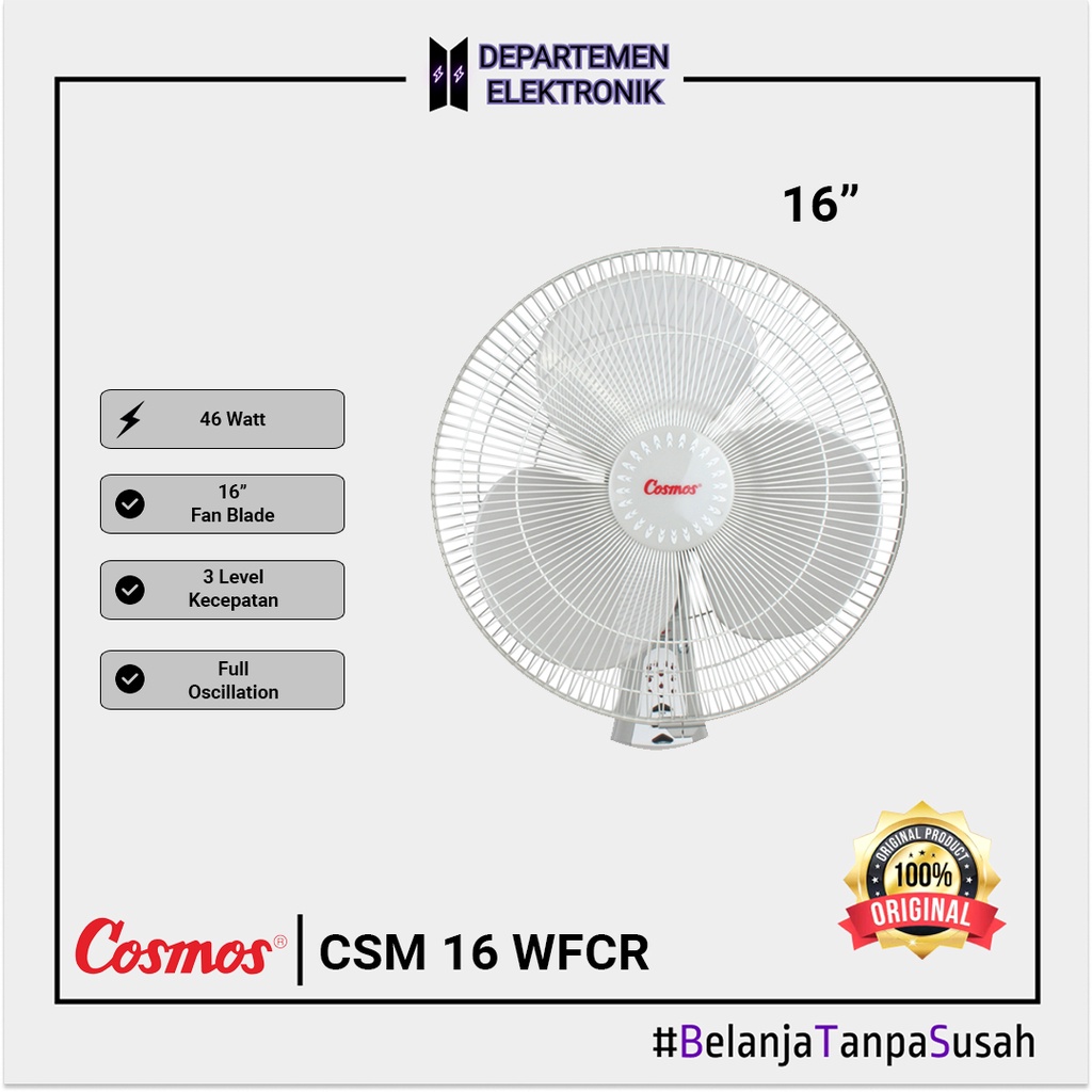 Cosmos 16 WFCR – Wall Fan / Kipas Angin Dinding 16 inch Remote MURAH BANGET / GARANSI RESMI