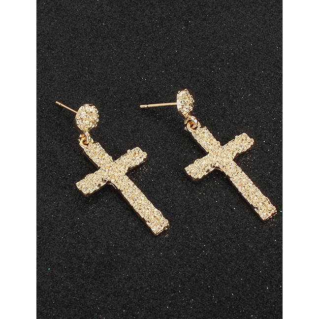 LRC Anting Tusuk Fashion Alloy Alloy Geometric Cross Earrings K97075