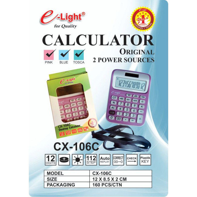 

Calculator / Kalkulator E-Light CX-106C