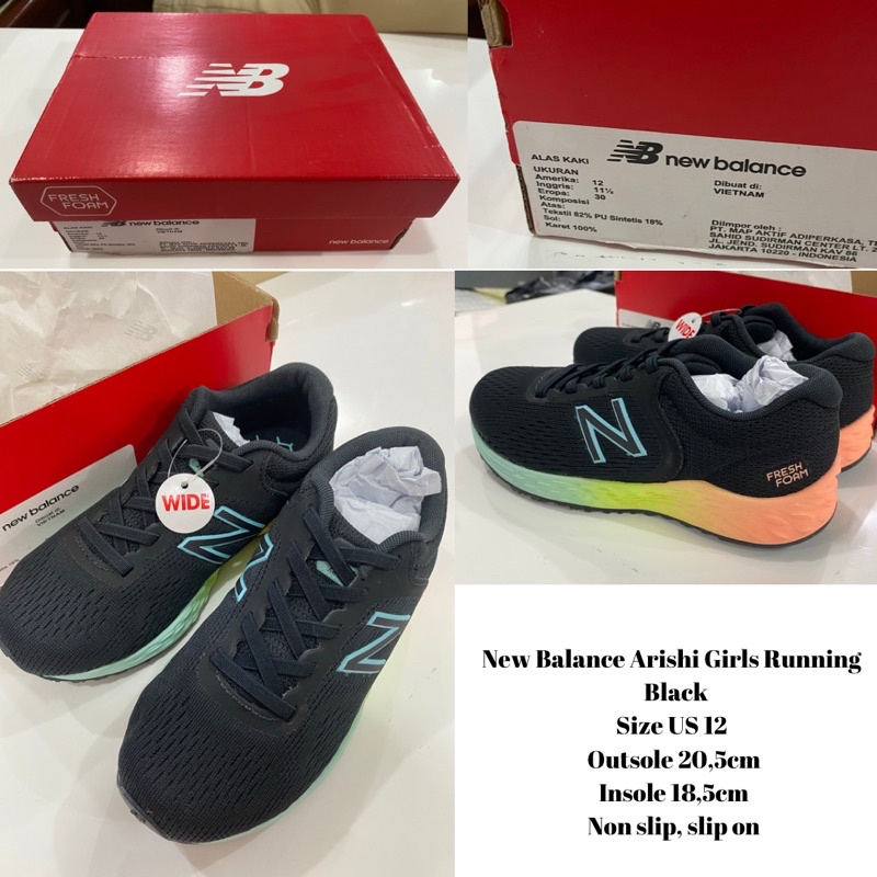 New Balance Arishi Girls Running - Black size US 12