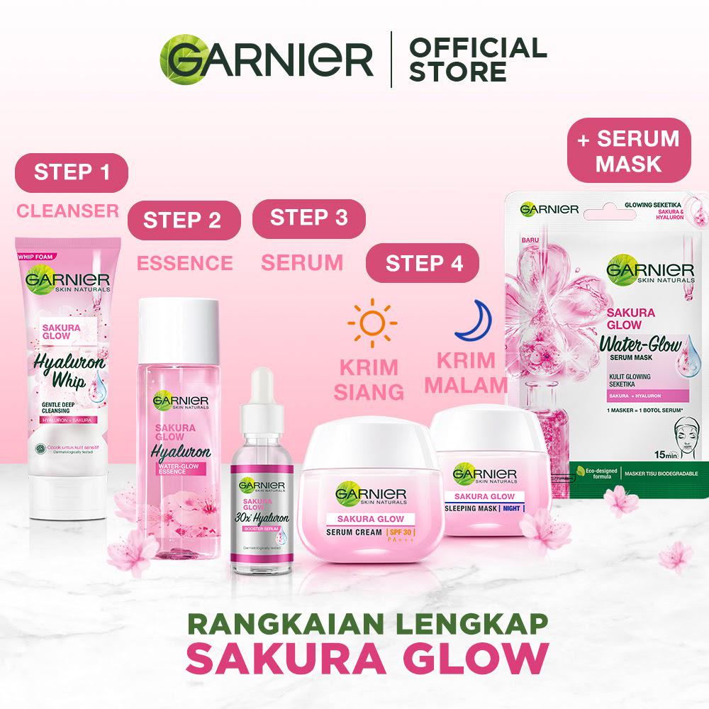wb64gh Garnier Sakura Glow Kit Day &amp; Night Cream - Moisturizer Skincare Krim Siang Malam (Light complete)